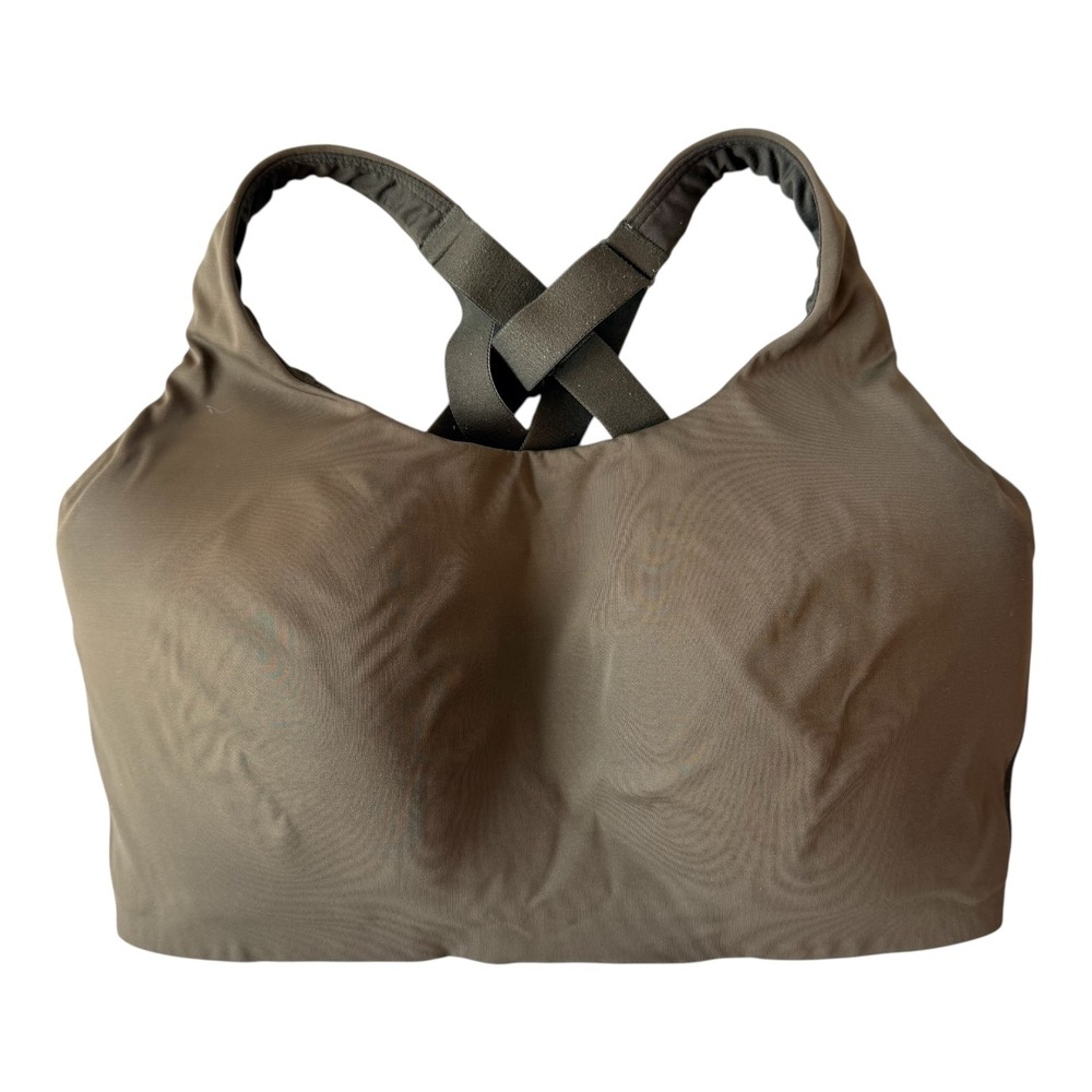 Lululemon Energy Bra High Support 36DDD‎ Olive Green Cross Back Sports Bra Run